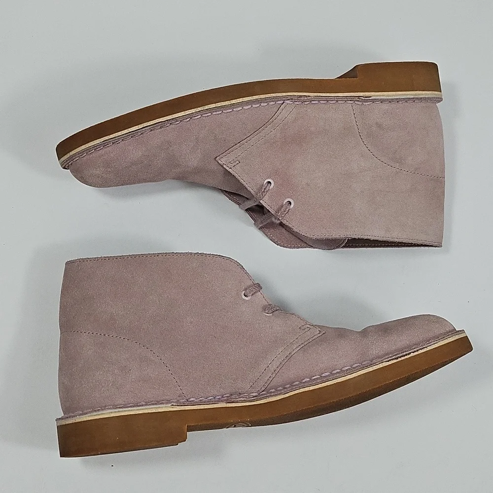 Clarks Collection Pale Pink Suede Leather Lace Up Chukka Desert Ankle Boot